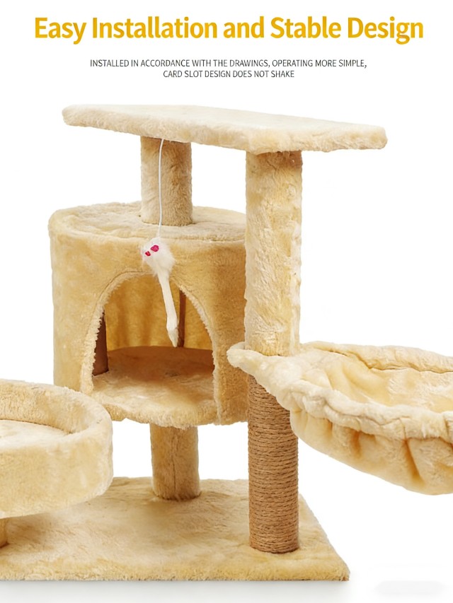 Luxury Factory Wholesale Cat Tree with Cat Post and Three Nests