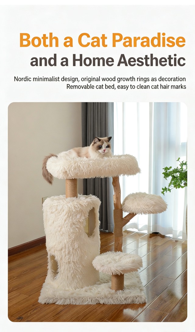 Natural Fruit Wood Nordic Cat Tree