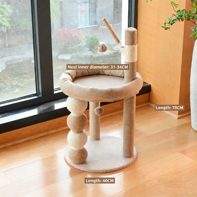 Luxury Sisal Ball and Plush Nook Cat Tree – Eco Friendly Multi Functional Pet Haven
