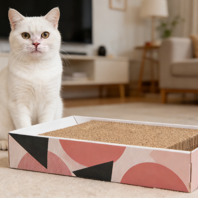 Serene Haven Corrugated Cat Scratcher with Bell Balls