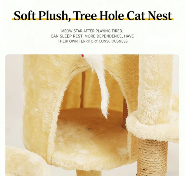 Luxury Factory Wholesale Cat Tree with Cat Post and Three Nests