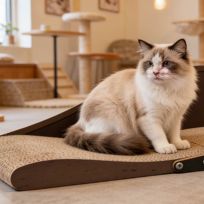 Space-Saving Flat Pack Corrugated Cardboard Cat Scratcher 