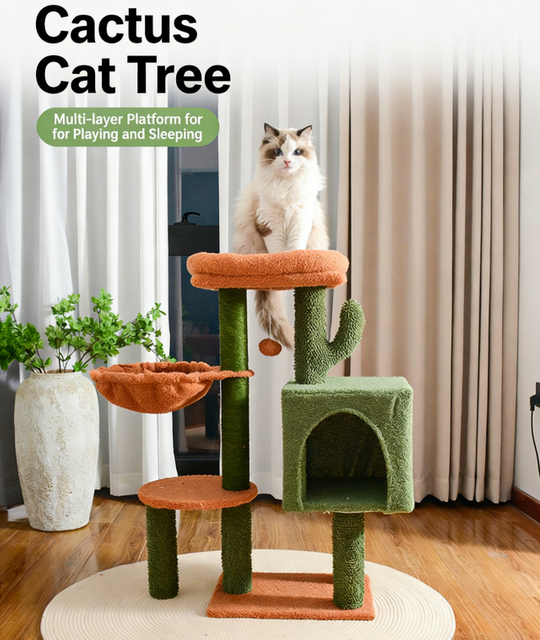 Luxury Cactus Shaped Multi Functional Cat Tree