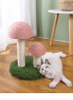 Double - Peak Mushroom Cat Tree with Artificial Lawn