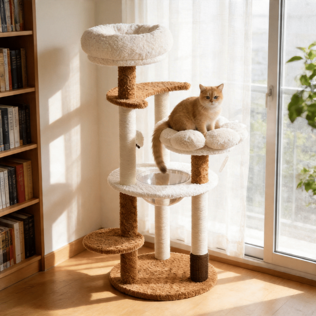 Five-Tier Plush Cat Tree With Sisal Scratching Posts And Cozy Beds