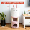 Large Three-Layer Cute Rabbit Sisal Barrel Cat Tree with Nest