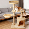 Home Dual-Nest Cat Tree with Iron-Ring Nest with Plush Ball Toy