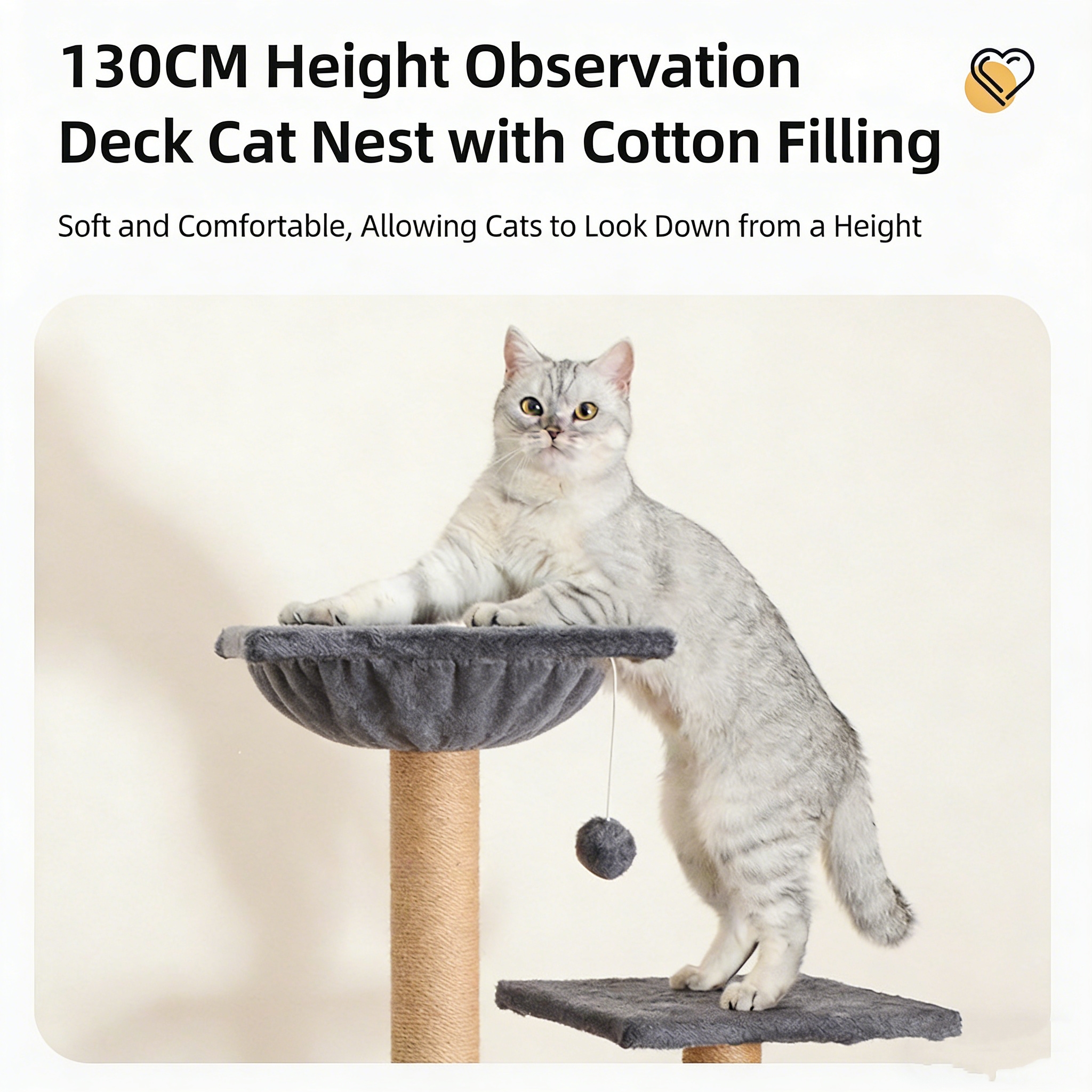 Dark Gray Luxurious Multi-Functional Integrated Cat Tree with Sisal Post