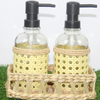 Handwoven Rush Bathroom Set with Glassware