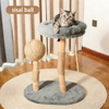 Natural Fruit Wood Cat Tree with Sisal Ball & Removable 38CM Cat Bed - Eco-Friendly Cat Tower for Large/Heavy Cats