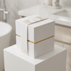 Luxury White Gold Foil Square Rigid Gift Box with Custom Band