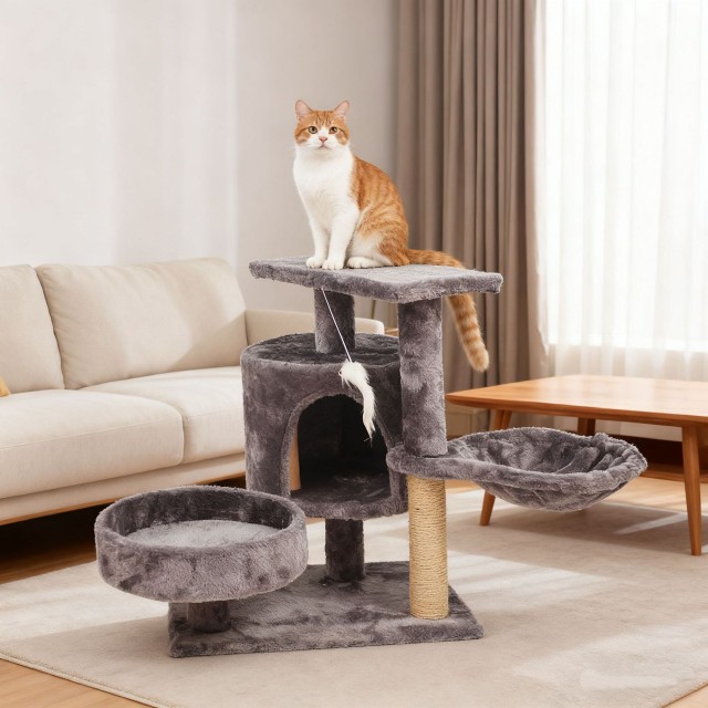 Luxury Factory Wholesale Cat Tree with Cat Post and Three Nests