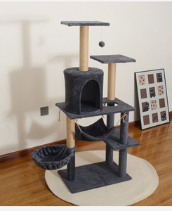 Dark Gray Luxurious Multi-Functional Integrated Cat Tree with Sisal Post