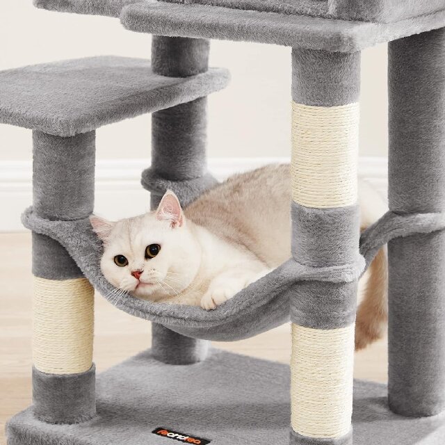 4-Tier Multi - Functional Cat Tree with Plush Nest & Hammock for Multi - Cat Families