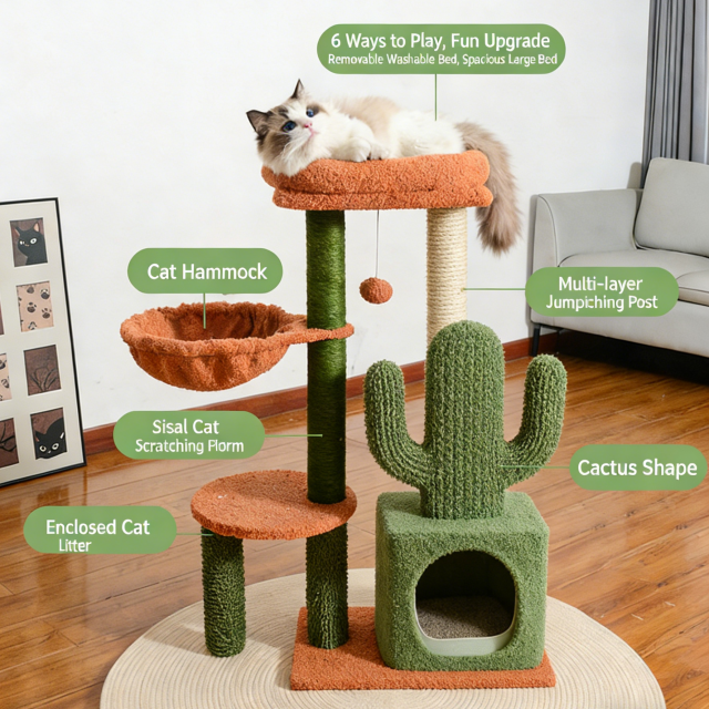 Luxury Cactus Shaped Multi Functional Cat Tree