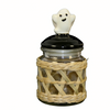 Halloween Woven Grass Glass Bottles Set (6-Pack) with Themed Ceramic Lids