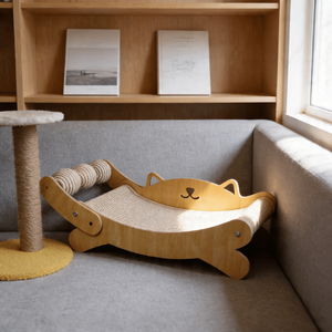 Wooden Cat Scratcher Bed With Interactive Sisal Toy