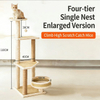 4-Tier Enlarged Rattan Mat Cat Tree with Semi-Enclosed Nest & Sisal Posts for Indoor Cats