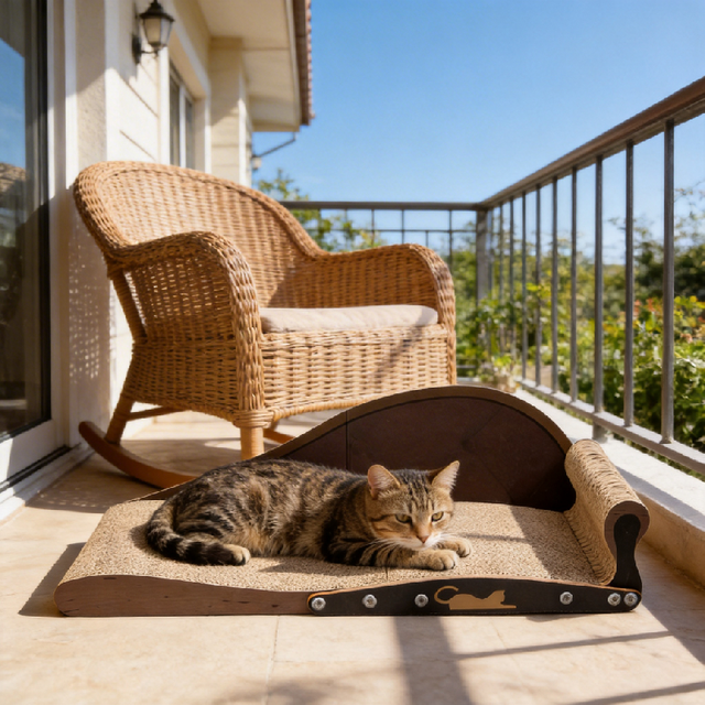 Space-Saving Flat Pack Corrugated Cardboard Cat Scratcher 