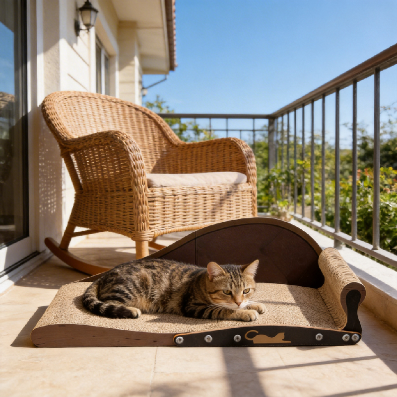 Space-Saving Flat Pack Corrugated Cardboard Cat Scratcher 