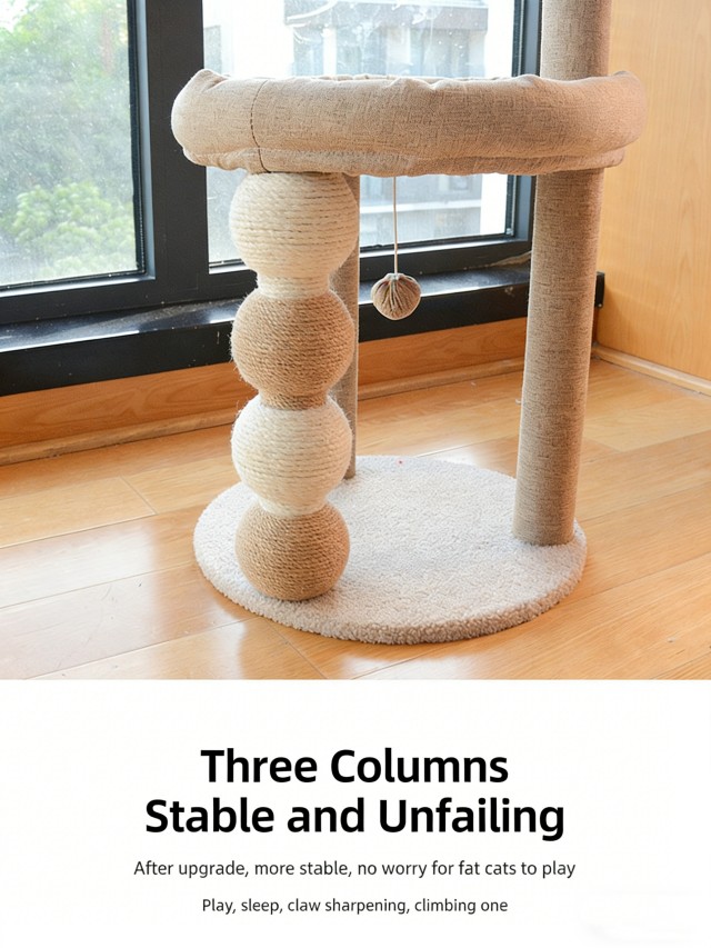 Luxury Sisal Ball and Plush Nook Cat Tree – Eco Friendly Multi Functional Pet Haven