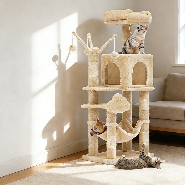 Beige Wholesale Multi-Cat Integrated Cat Tree