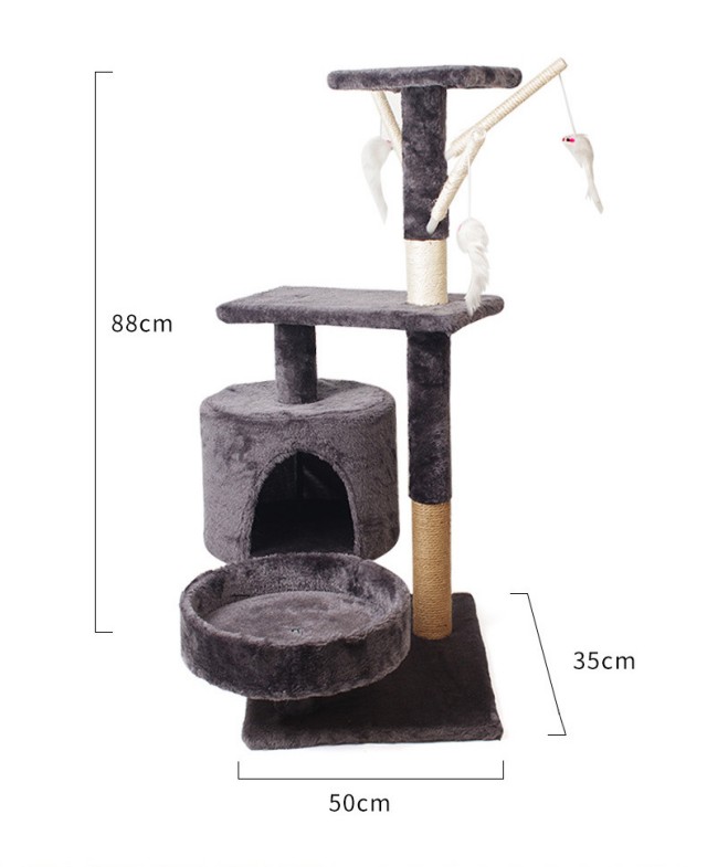 Fun Dual-Nest Cat Tree with Three Mouse Toys
