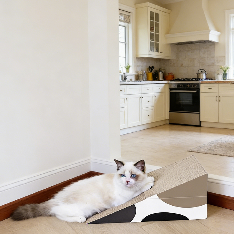 Foldable Triangular Corrugated Cat Scratcher