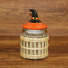 Halloween Woven Grass Glass Bottles Set (6-Pack) with Themed Ceramic Lids