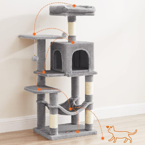 4-Tier Multi - Functional Cat Tree with Plush Nest & Hammock for Multi - Cat Families