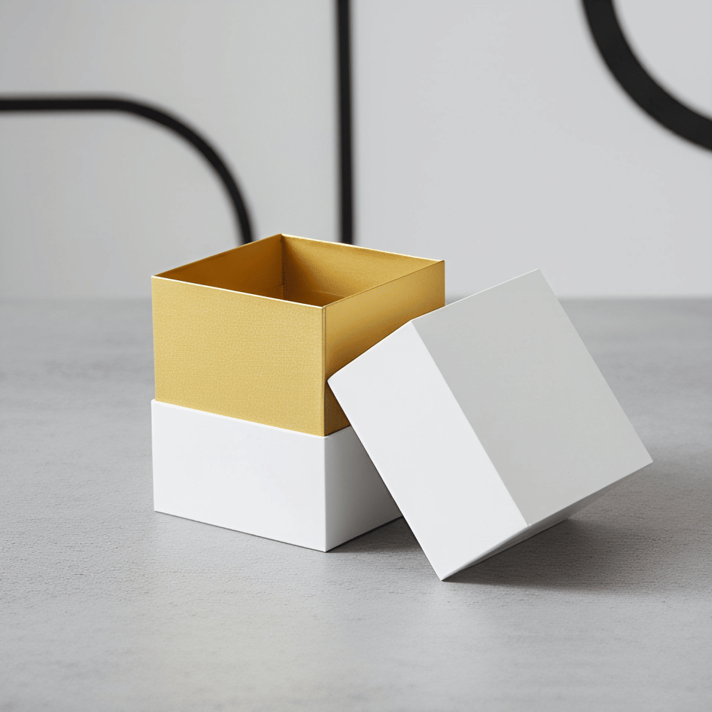 Luxury White Gold Foil Square Rigid Gift Box with Custom Band