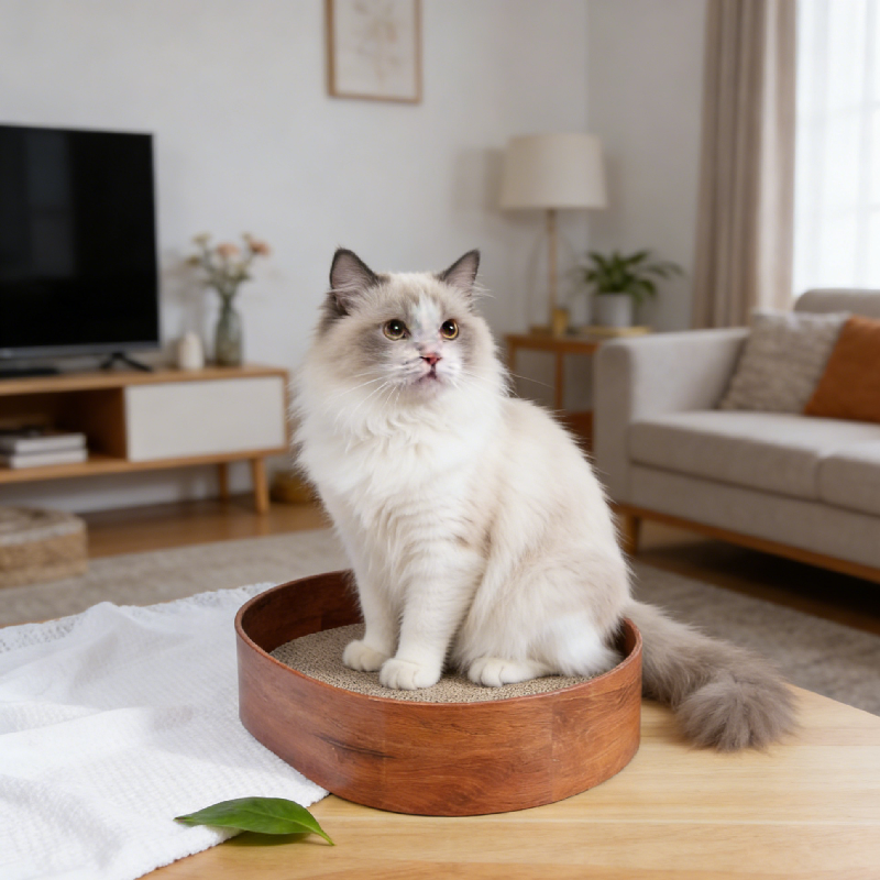 3-Layer Replaceable Pad Oval Corrugated Cat Scratcher 