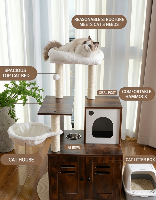 Luxury Multi-Functional Cat Cabinet Tree