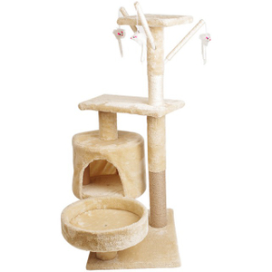 Fun Dual-Nest Cat Tree with Three Mouse Toys