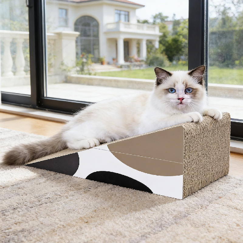 Foldable Triangular Corrugated Cat Scratcher