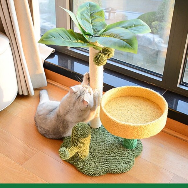 Coconut Tree And Cactus Design Multi - Functional Cat Tree Climbing Frame