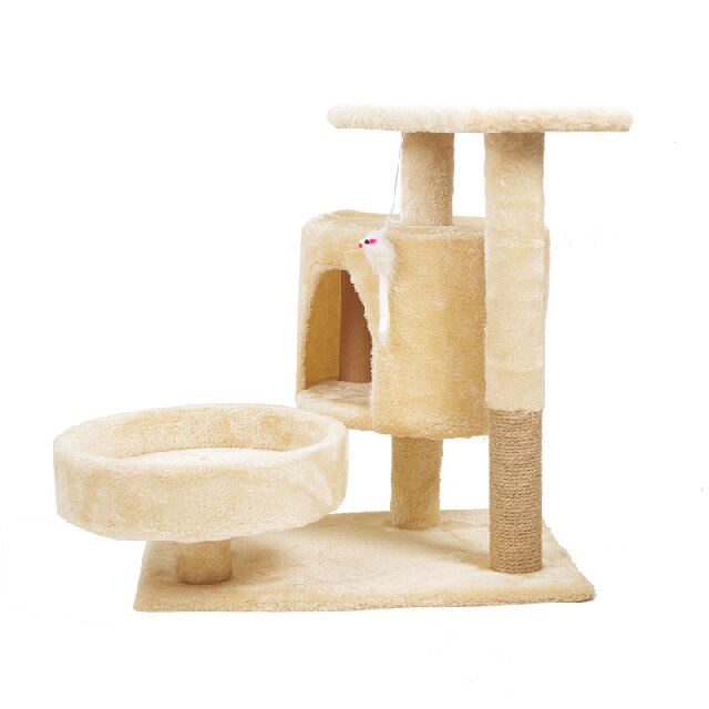 Wholesale Multifunctional Double-Cat Condo Cat Tree with Sisal Posts and Mouse Toys