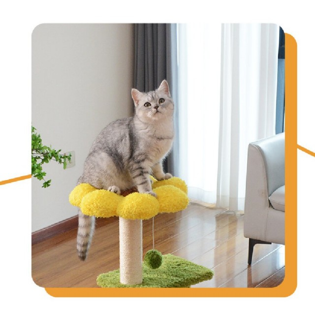 Sunflower Creative Cat Tree - Multi Level Cat Condo with Scratching Post and Cozy Hideaway