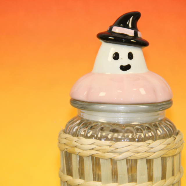 Halloween Woven Grass Glass Bottles Set (6-Pack) with Themed Ceramic Lids