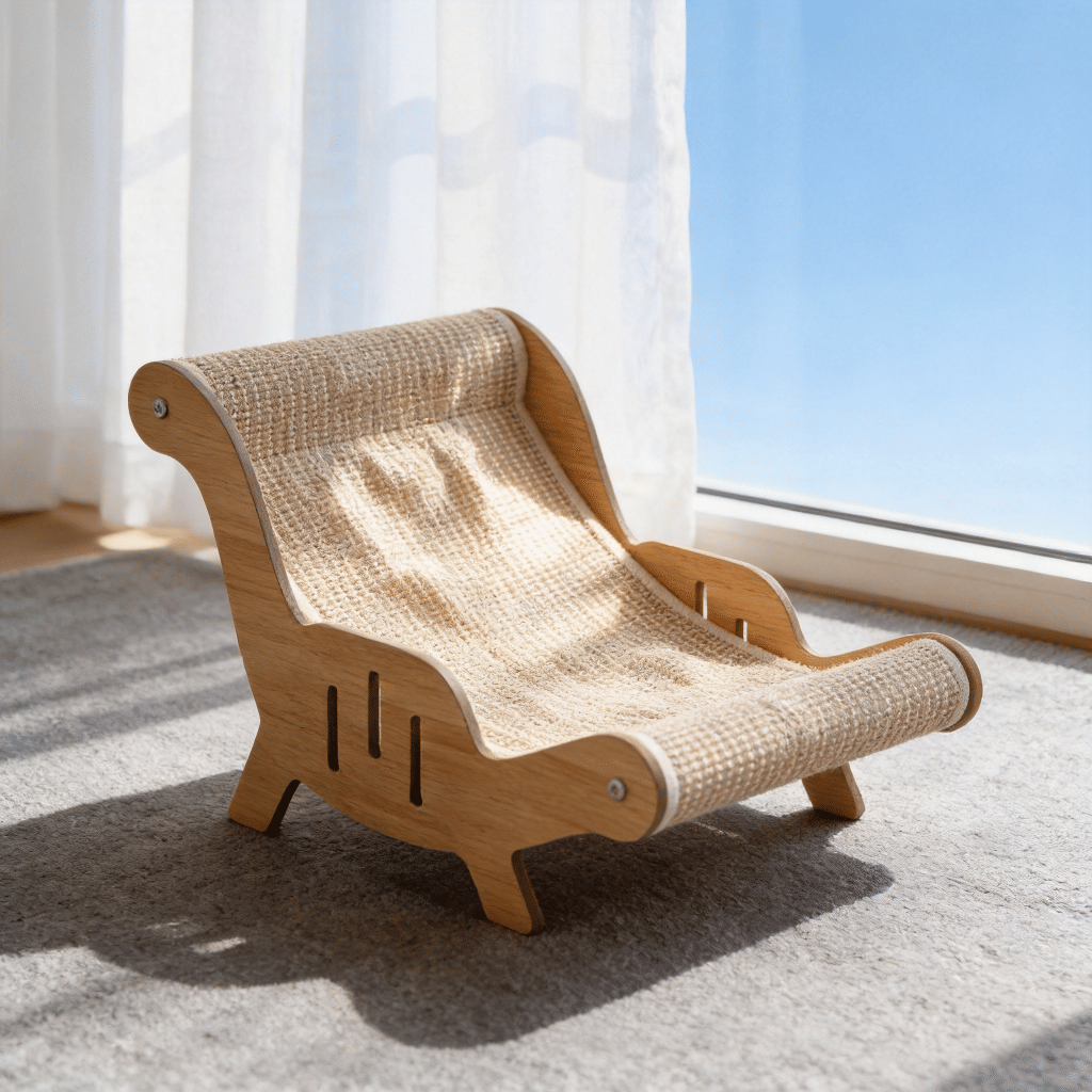 Wood Frame Sisal Cat Lounge Bed Ergonomic Scratcher Sofa