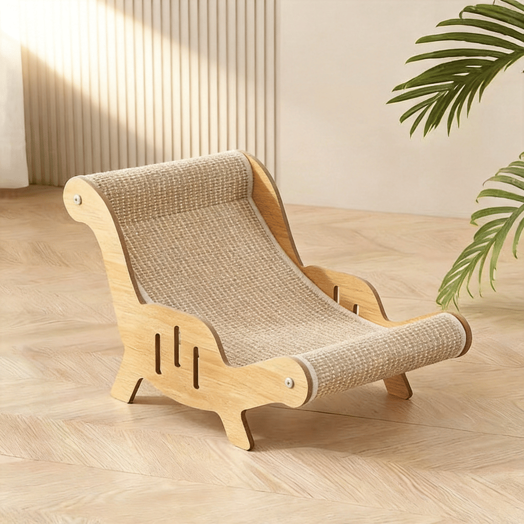 Wood Frame Sisal Cat Lounge Bed Ergonomic Scratcher Sofa